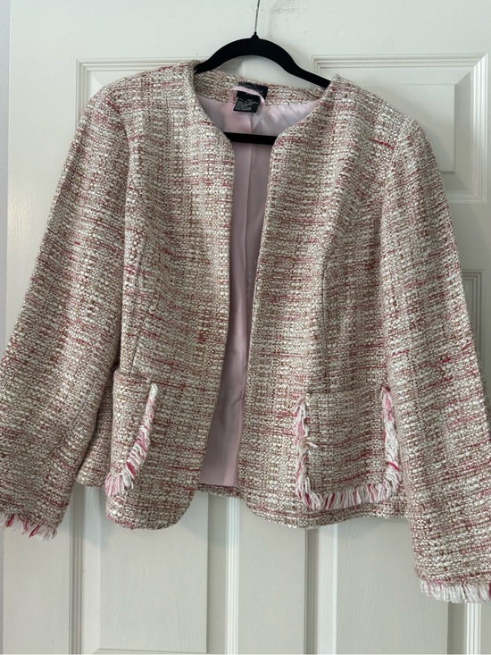 George Jackets & Blazers - George Pink and Cream Tweed Open-Front Jacket